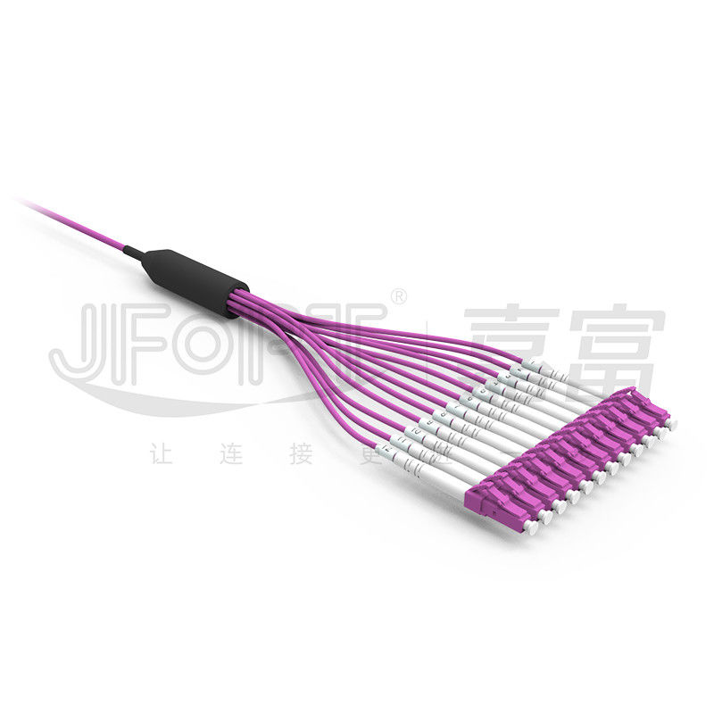 Mini Cable 12 svuota il cavo a fibre ottiche pre terminato con il ramo misto della viola OM4 0.5m dei connettori di LC UPC