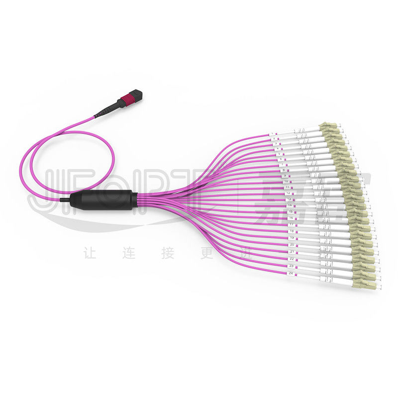 il ramo MTP di 2.0mm LC rattoppa il cavo MTP-LC 24 svuota il cavo di toppa della fibra OM4 di 3.0mm