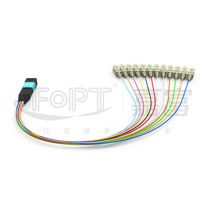 cavo misto MPO/PC - cavo di sblocco di 0.3m OM3 MPO di toppa con poche perdite del ramo APC/dello Sc 0.9mm