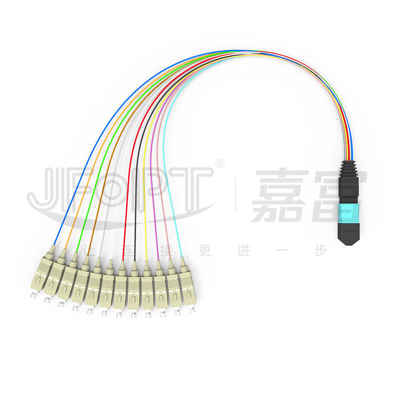 cavo misto MPO/PC - cavo di sblocco di 0.3m OM3 MPO di toppa con poche perdite del ramo APC/dello Sc 0.9mm