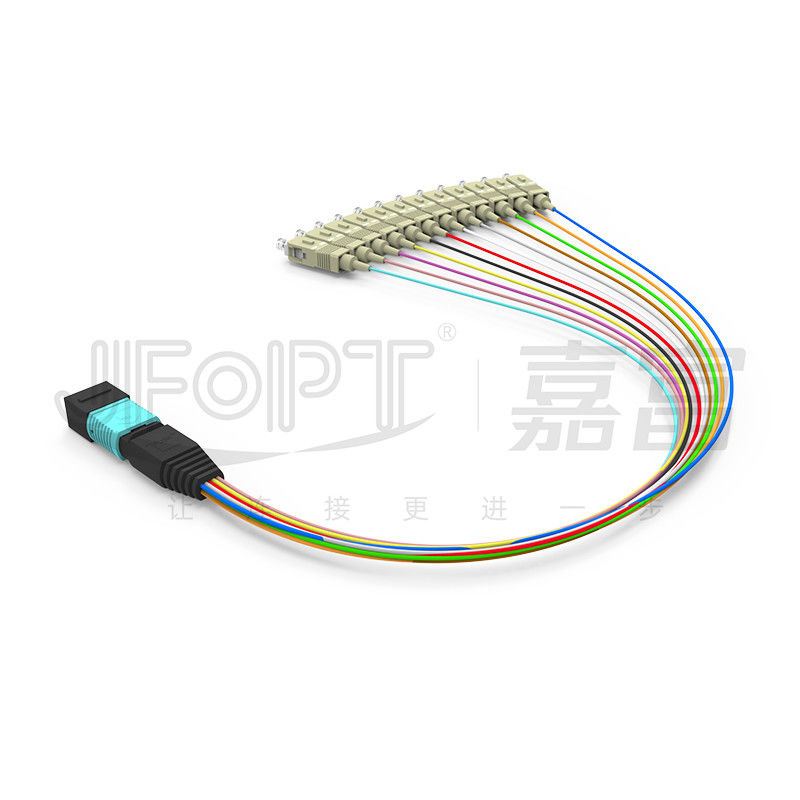 cavo misto MPO/PC - cavo di sblocco di 0.3m OM3 MPO di toppa con poche perdite del ramo APC/dello Sc 0.9mm