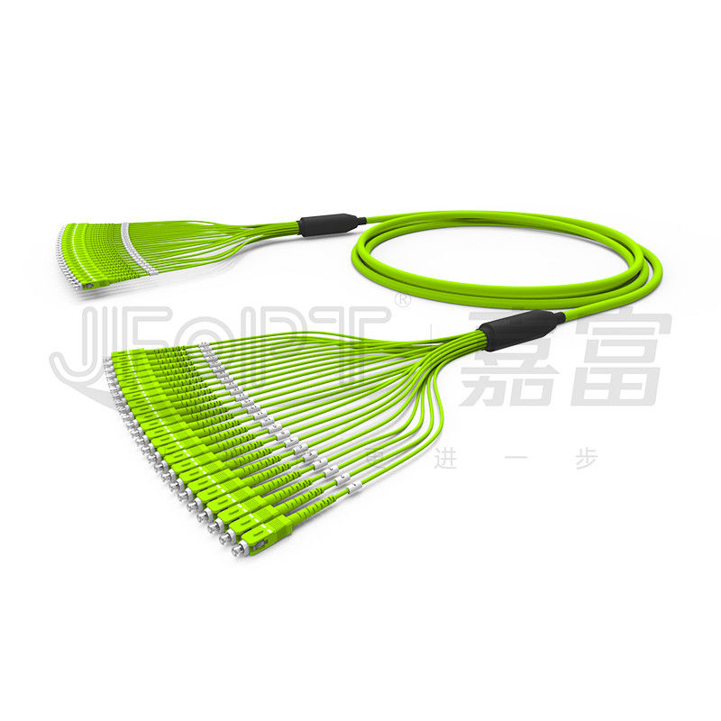 Il cavo a fibre ottiche pre terminato 24 del pacco svuota il rivestimento di PVC misto OM5 0.5m che si ramificano con SC/APC