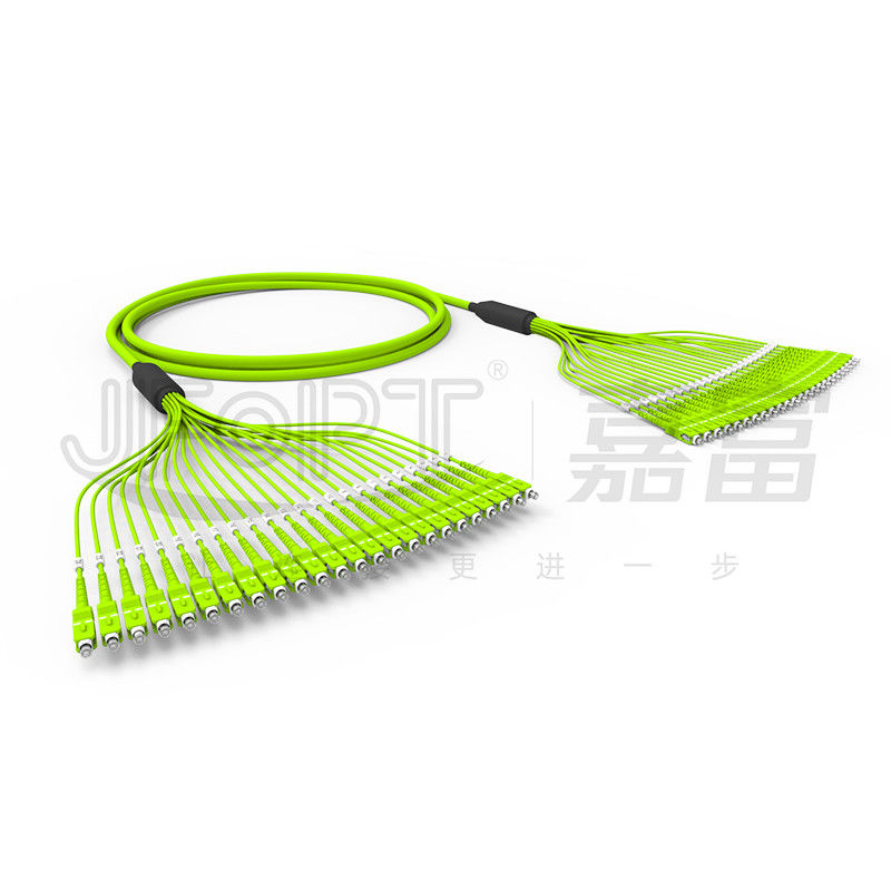 Il cavo a fibre ottiche pre terminato 24 del pacco svuota il rivestimento di PVC misto OM5 0.5m che si ramificano con SC/APC