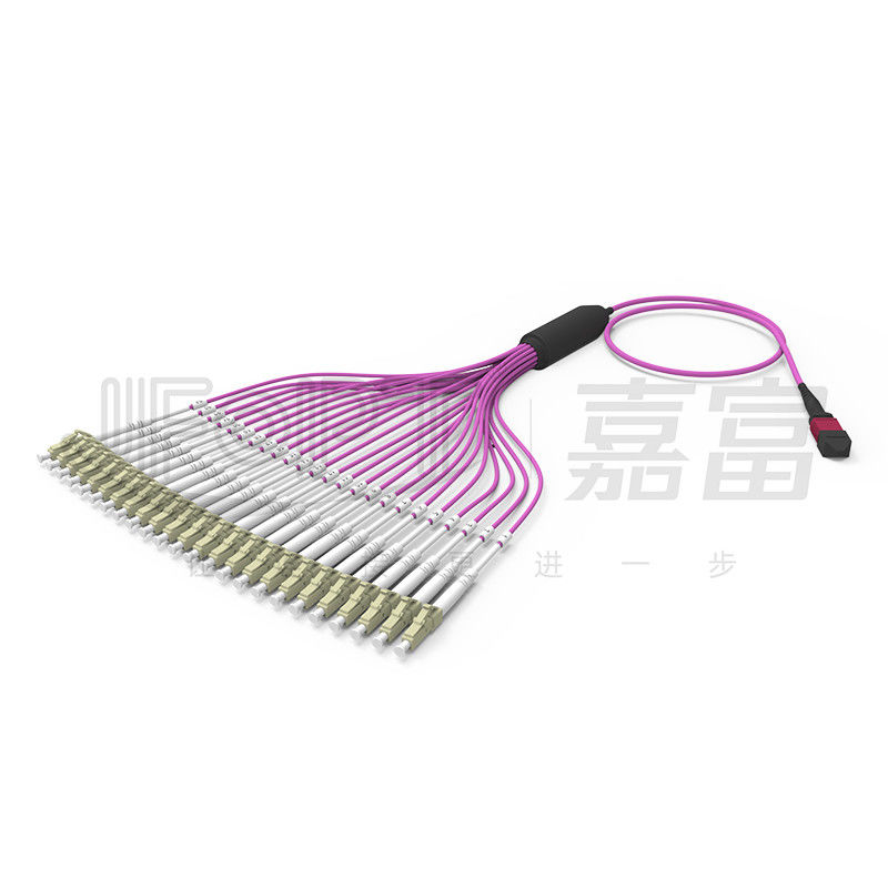 Multimodo OM4 24-Core MPO To LC Fiber Cable LSZH per data center ad alta densità