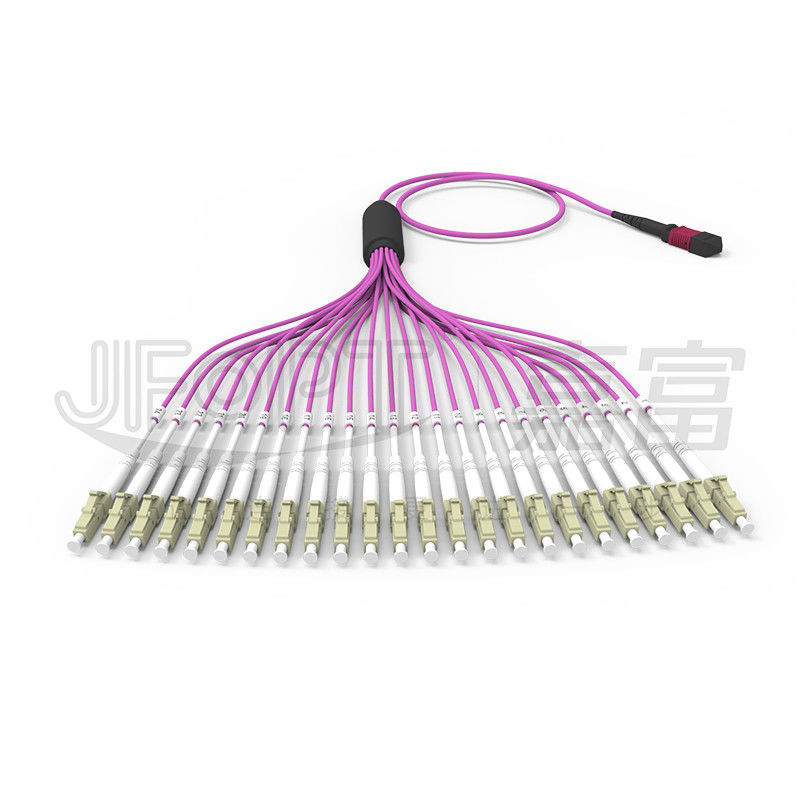 Multimodo OM4 24-Core MPO To LC Fiber Cable LSZH per data center ad alta densità