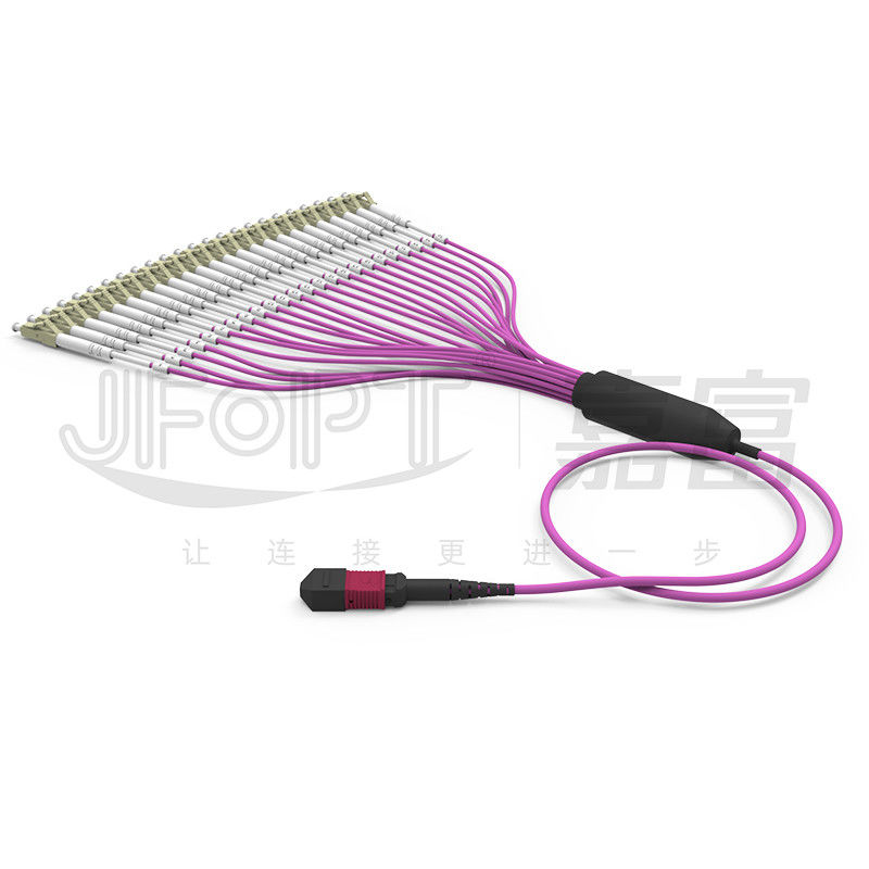 Multimodo OM4 24-Core MPO To LC Fiber Cable LSZH per data center ad alta densità