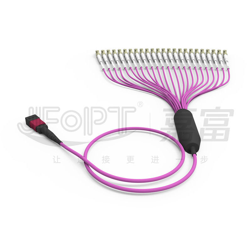Multimodo OM4 24-Core MPO To LC Fiber Cable LSZH per data center ad alta densità