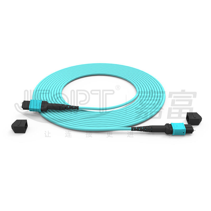 12 Core Speed MPO Patch Cord Aqua Color per la connessione al data center 10G Multi-mode OM3 Fiber Optic Patch Cord