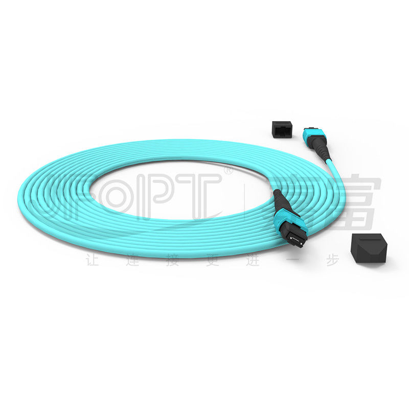 12 Core Speed MPO Patch Cord Aqua Color per la connessione al data center 10G Multi-mode OM3 Fiber Optic Patch Cord