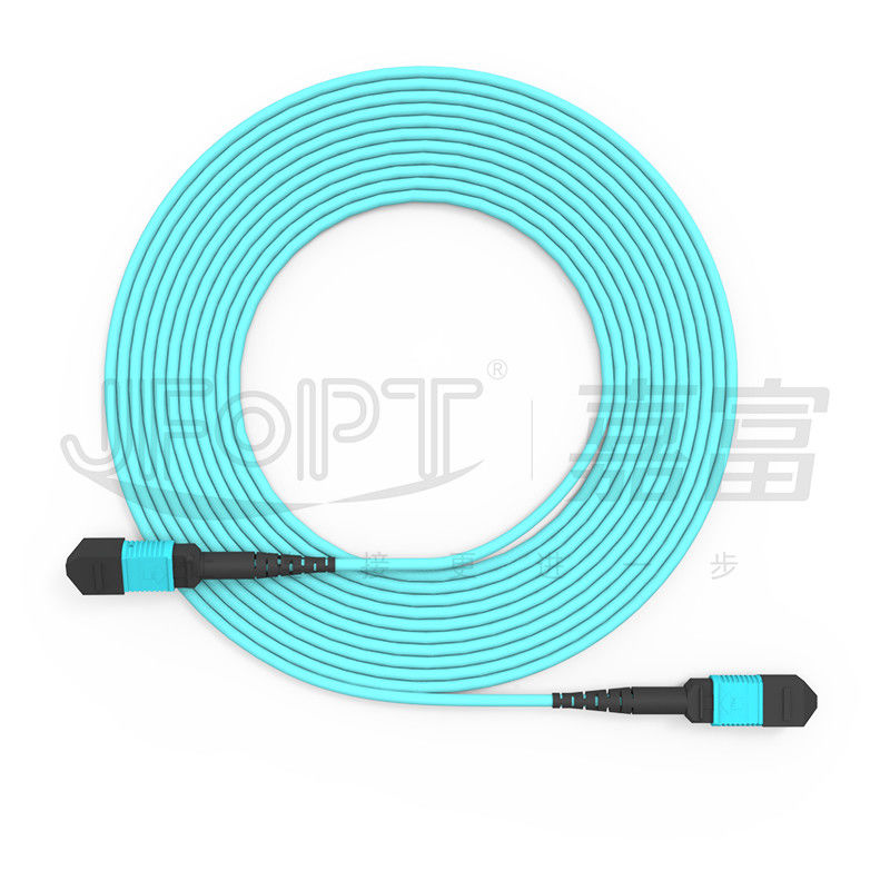 MPO-MPO Trunk Cable Aqua Round Boot Fiber Optic Pigtail Patch Cord per soluzioni di rete versatili