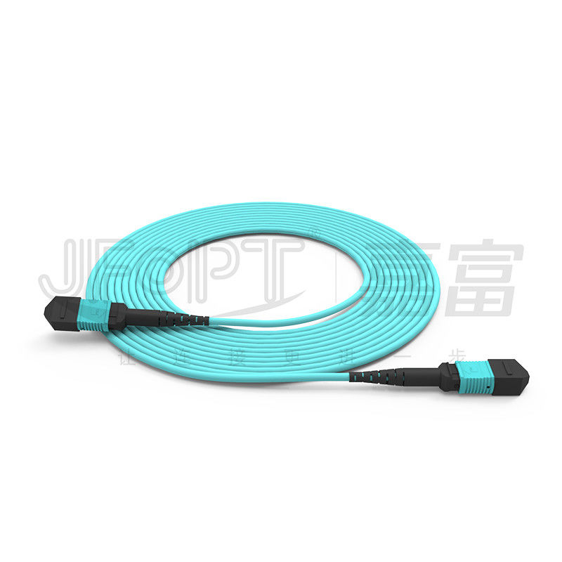 MPO-MPO Trunk Cable Aqua Round Boot Fiber Optic Pigtail Patch Cord per soluzioni di rete versatili