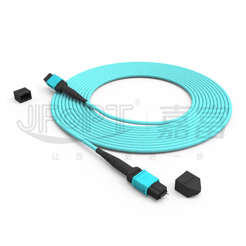 MPO-MPO Trunk Cable Aqua Round Boot Fiber Optic Pigtail Patch Cord per soluzioni di rete versatili