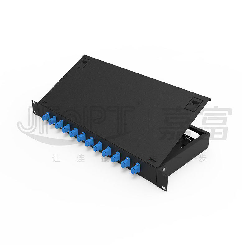 LC/SC/FC/ST Rack Mount Fiber Patch Panel 12/24core con apertura del pulsante di 19 pollici