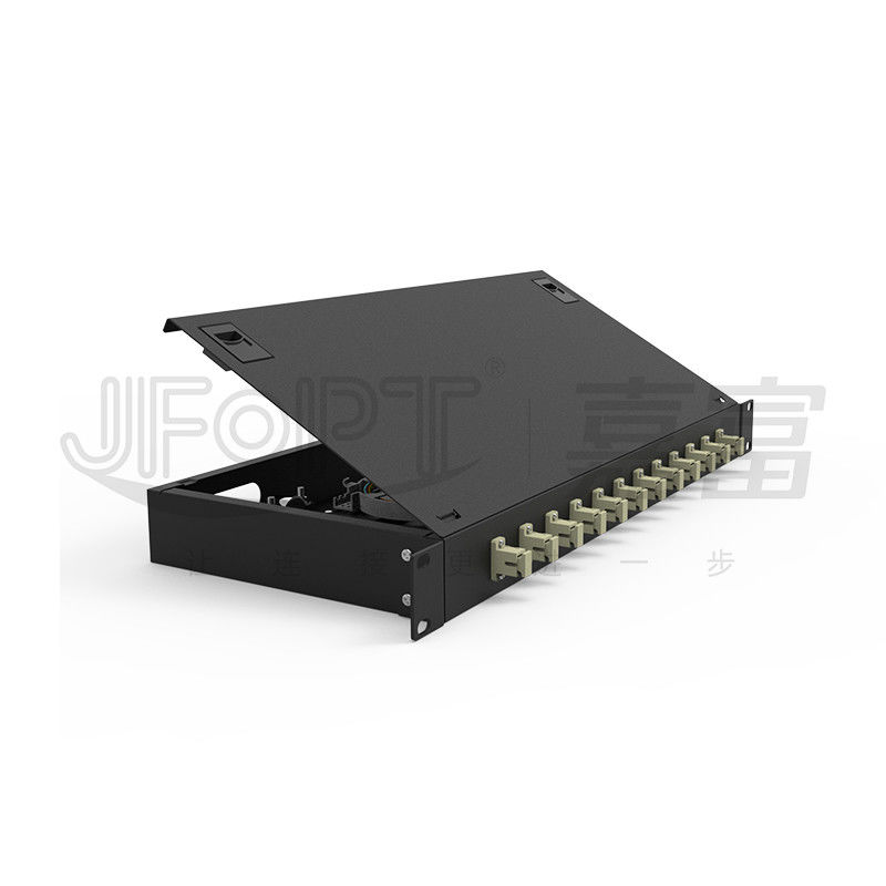 LC/SC/FC/ST Rack Mount Fiber Patch Panel 12/24core con apertura del pulsante di 19 pollici