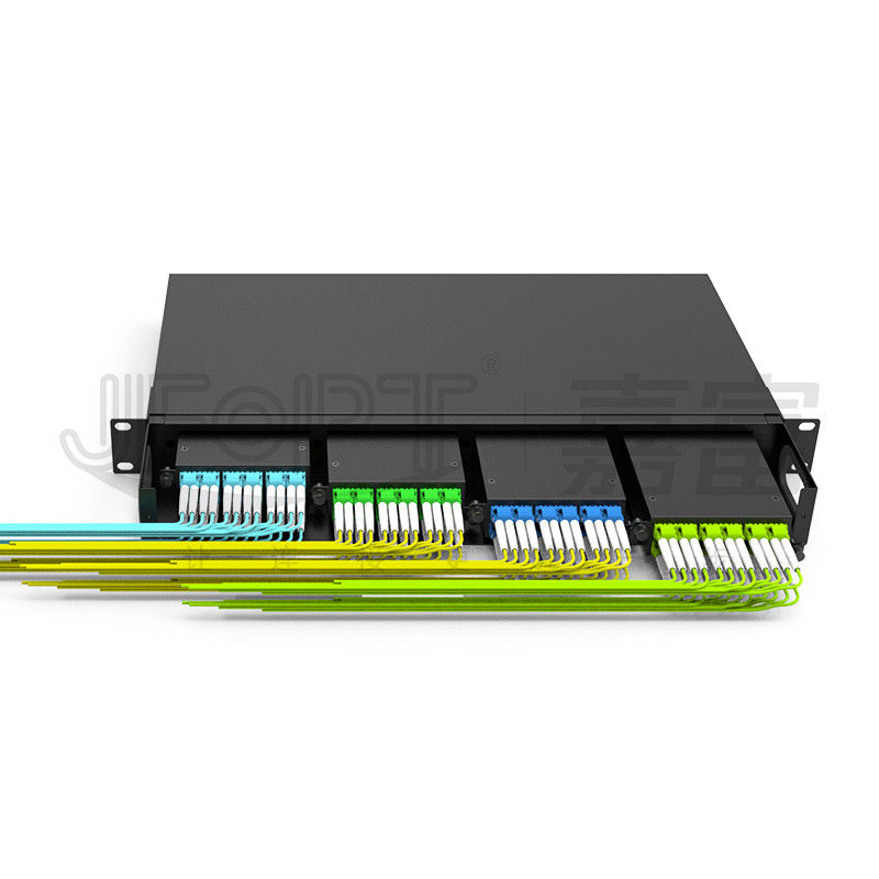 19 pollici 1U 96 Core 4 pezzi Modulo Box MPO Patch Panel ODF con Sequenza di fili standard predefinita LC Metal Rack montato