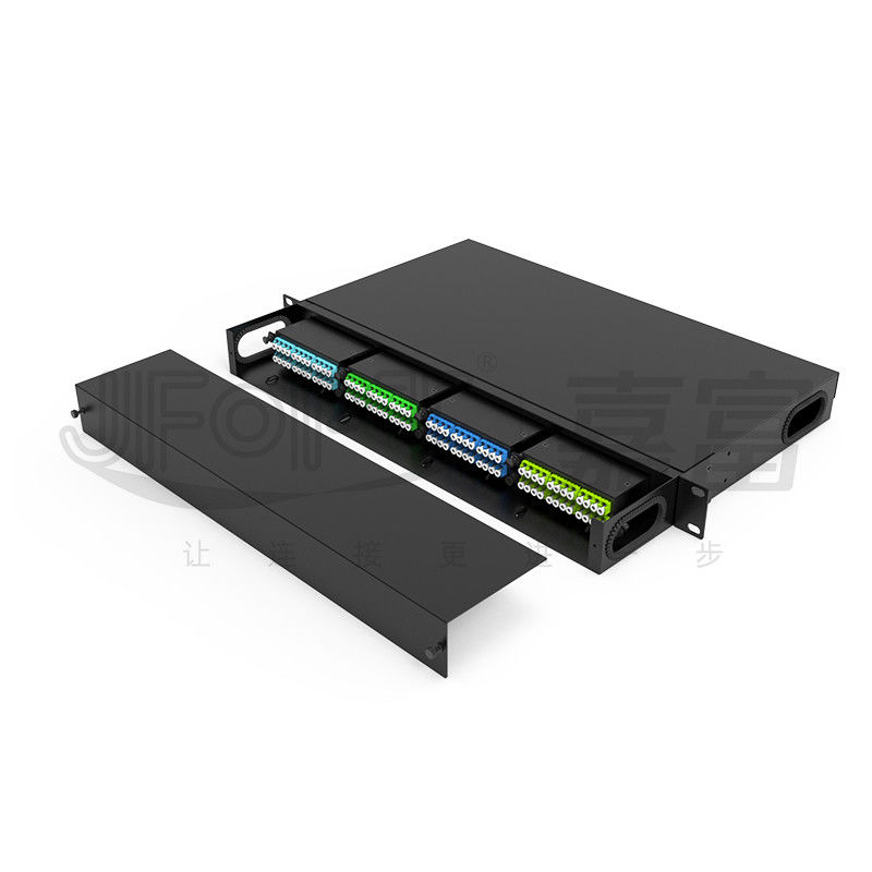 19 pollici 1U 96 Core 4 pezzi Modulo Box MPO Patch Panel ODF con Sequenza di fili standard predefinita LC Metal Rack montato