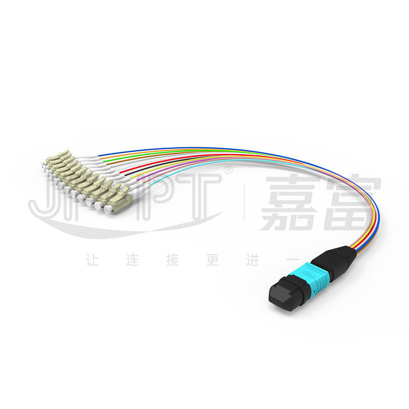 SENKO MPO LC Breakout Cable Low Loss Insertion Aqua/Beige Connector 850/1300nm 0,9mm Fiber Optic Patch Cord