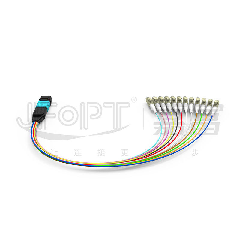 SENKO MPO LC Breakout Cable Low Loss Insertion Aqua/Beige Connector 850/1300nm 0,9mm Fiber Optic Patch Cord