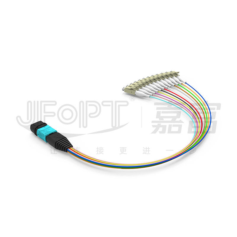 SENKO MPO LC Breakout Cable Low Loss Insertion Aqua/Beige Connector 850/1300nm 0,9mm Fiber Optic Patch Cord
