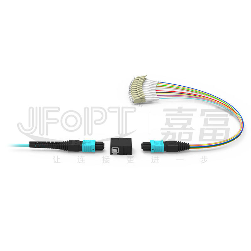 SENKO MPO LC Breakout Cable Low Loss Insertion Aqua/Beige Connector 850/1300nm 0,9mm Fiber Optic Patch Cord