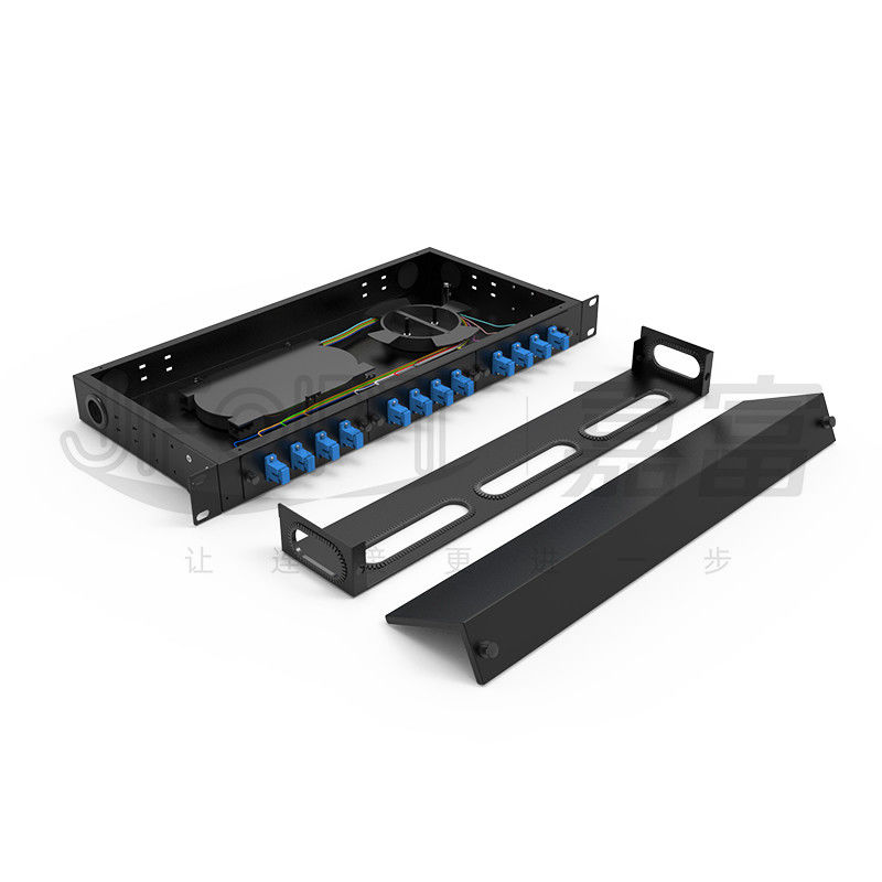 Pannello di patch in fibra di acciaio laminato a freddo 24 fibre di capacità 19 pollici montato su un rack con 12/24 piatti SC/LC/FC/ST ODF fisso